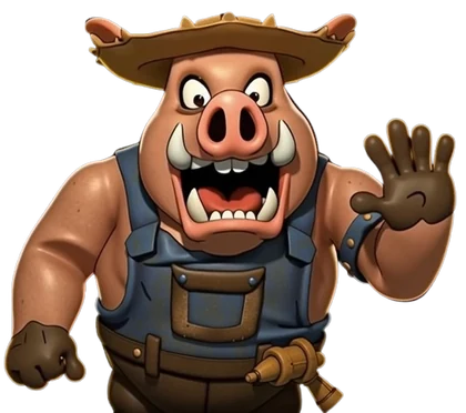 The LandHog hog waving